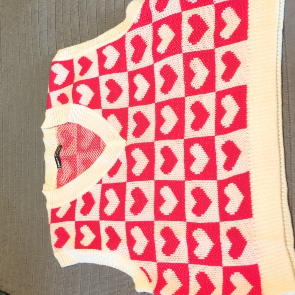 Checkered Heart Sweater Vest